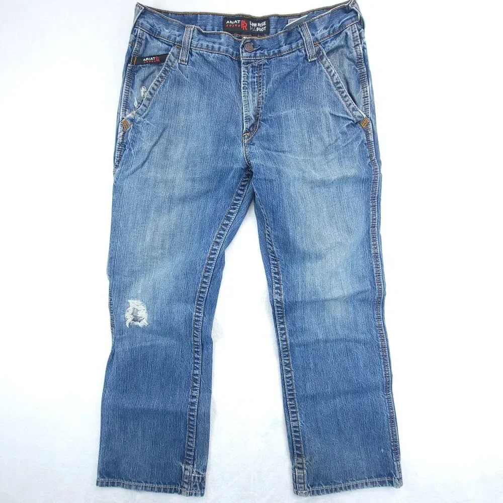 Ariat FR Jeans Mens 33x30 (33x28) Blue M4 Low Rise Boot WorkWear Denim CAT2 HRC2